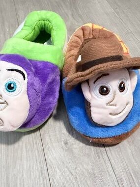 Kids Plush Character Slippers in Green, Purple & Blue
